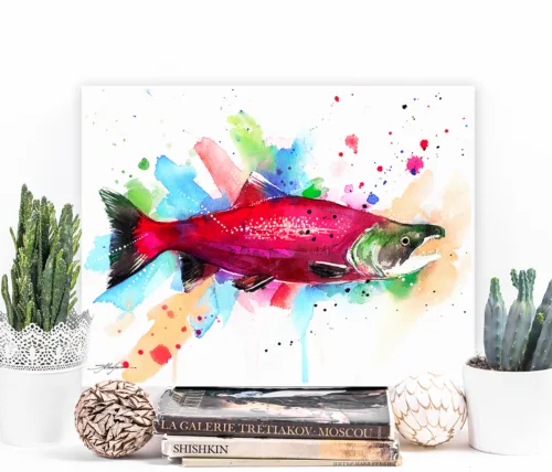 Sockeye salmon Sockeye salmon watercolor painting, limited edition art print by Slaveika Aladjova