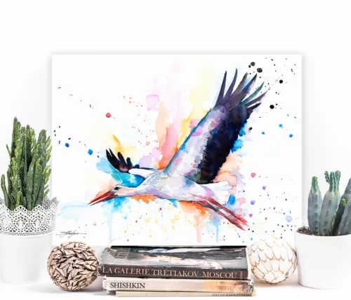 Stork watercolor painting print by Slaveika Aladjova White stork watercolor painting, limited edition art print by Slaveika Aladjova