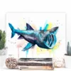 Basking shark watercolor painting, limited edition art print by Slaveika Aladjova, view 2
