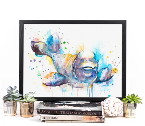 Beluga whale watercolor painting, limited edition art print by Slaveika Aladjova, view 2