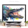 Alligator with open jaws, watercolor painting, limited edition art print by Slaveika Aladjova, view 2