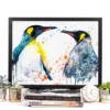 Two king penguins face to face, watercolor painting, limited edition art print by Slaveika Aladjova, view 2