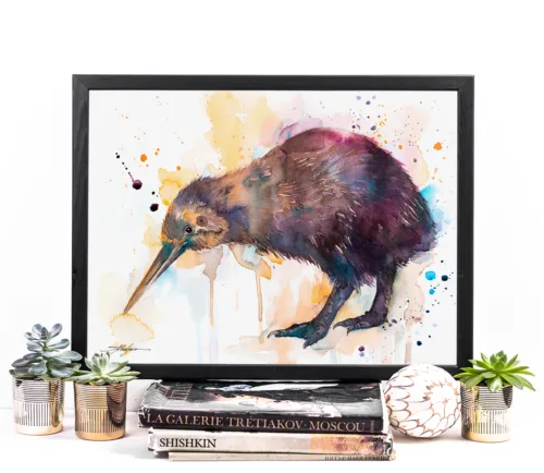 Kiwi watercolor painting, limited edition art print by Slaveika Aladjova, view 2