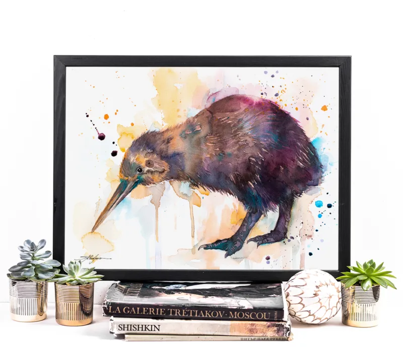Kiwi watercolor painting, limited edition art print by Slaveika Aladjova, view 2