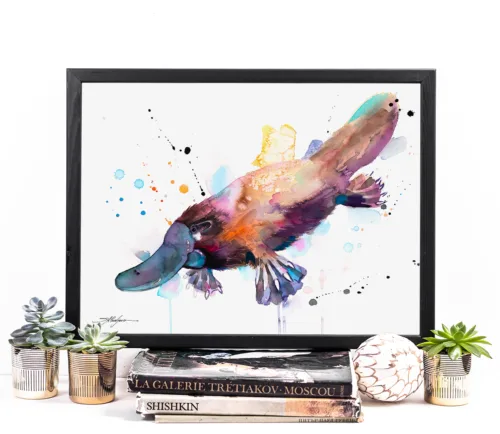 Platypus watercolor painting, limited edition art print by Slaveika Aladjova, view 2