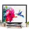 Violetear hummingbird watercolor painting in green and violet, limited edition art print by Slaveika Aladjova, view 3