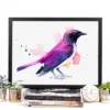 Amethyst starling watercolor painting, limited edition art print by Slaveika Aladjova, view 2