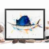 Atlantic sailfish watercolor painting, limited edition art print by Slaveika Aladjova