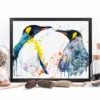 Two king penguins face to face, watercolor painting, limited edition art print by Slaveika Aladjova, view 4