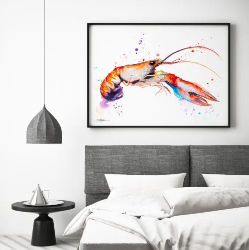 Crawfish watercolor painting, limited edition art print by Slaveika Aladjova, view 2