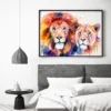 Lion and lioness side by side, watercolor painting, limited edition art print by Slaveika Aladjova, view 2
