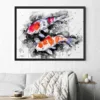 Two red and white koi on black ink, watercolor painting, limited edition art print by Slaveika Aladjova, view 2