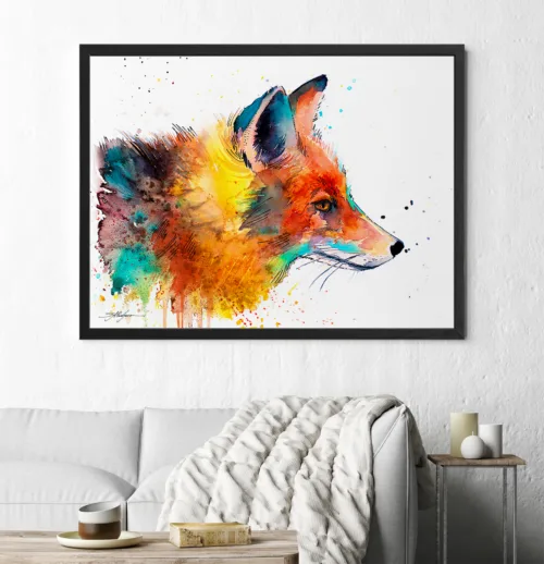 Red fox watercolor painting, limited edition art print by Slaveika Aladjova