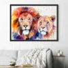 Lion and lioness side by side, watercolor painting, limited edition art print by Slaveika Aladjova, view 3