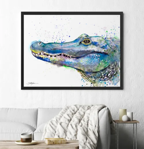 Crocodile watercolor painting, limited edition art print by Slaveika Aladjova