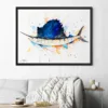 Atlantic sailfish watercolor painting, limited edition art print by Slaveika Aladjova, view 3