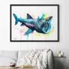Basking shark watercolor painting, limited edition art print by Slaveika Aladjova