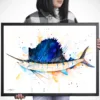 Atlantic sailfish watercolor painting, limited edition art print by Slaveika Aladjova, view 4