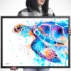 Blue sea turtle watercolor painting seen from above, limited edition art print by Slaveika Aladjova, view 4