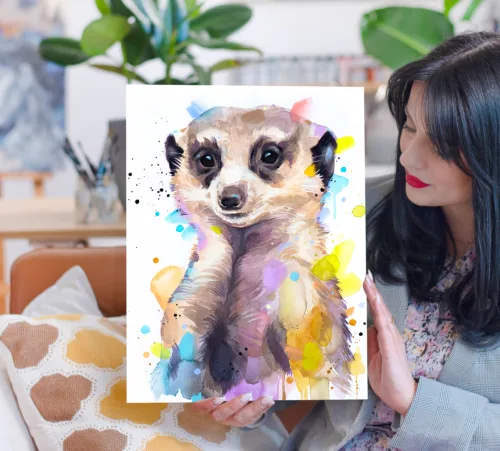 Meerkat Meerkat watercolor painting, limited edition art print by Slaveika Aladjova