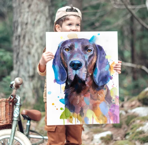 Hanover Hound watercolor painting, limited edition art print by Slaveika Aladjova, view 2