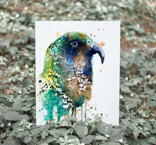 Kea watercolor painting print by Slaveika Aladjova, art, animal, illustration, bird, home decor, wall art, gift, Wildlife Kea watercolor painting, limited edition art print by Slaveika Aladjova