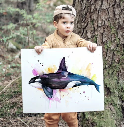 Killer whale watercolor painting, limited edition art print by Slaveika Aladjova