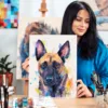 Belgian Malinois watercolor painting, limited edition art print by Slaveika Aladjova, view 4