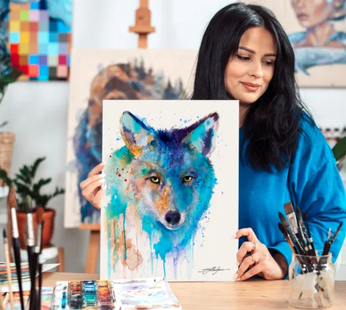 Coyote Coyote watercolor painting, limited edition art print by Slaveika Aladjova