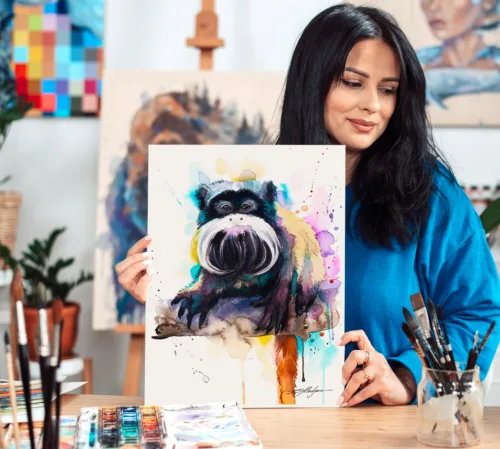 Emperor Tamarin, Monkey watercolor painting print Emperor tamarin watercolor painting, limited edition art print by Slaveika Aladjova