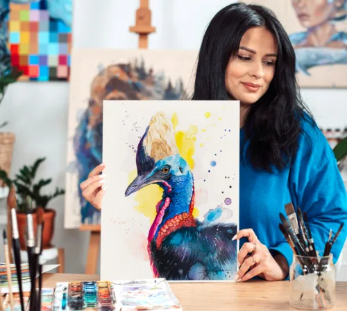 Cassowary watercolor painting, limited edition art print by Slaveika Aladjova