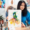Green-crowned plovercrest hummingbird watercolor painting, limited edition art print by Slaveika Aladjova, view 2