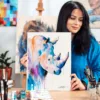 Blue rhino watercolor painting, limited edition art print by Slaveika Aladjova