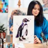 Humboldt penguin watercolor painting, limited edition art print by Slaveika Aladjova, view 2
