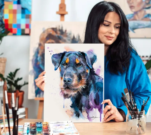 Jagdterrier watercolor painting, limited edition art print by Slaveika Aladjova, view 2
