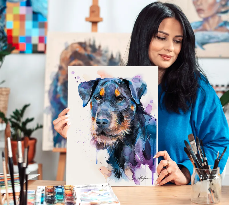 Jagdterrier watercolor painting, limited edition art print by Slaveika Aladjova, view 2