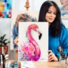Pink flamingo watercolor painting, limited edition bird art print by Slaveika Aladjova, view 2