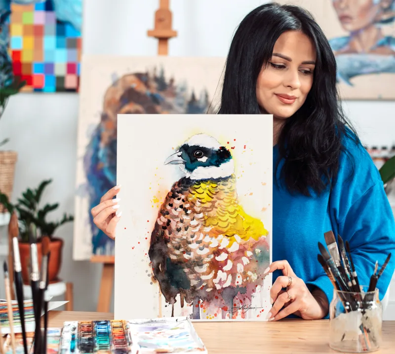 Reeves's pheasant watercolor painting, limited edition art print by Slaveika Aladjova, view 2