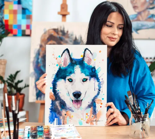 Siberian Husky Siberian Husky watercolor painting, limited edition art print by Slaveika Aladjova