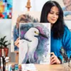 Snowy egret watercolor painting, limited edition art print by Slaveika Aladjova, view 3