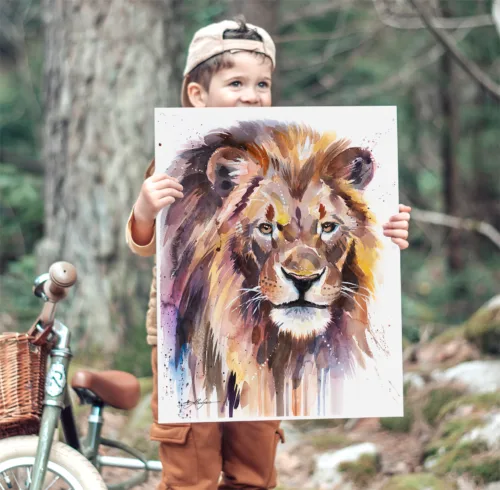 African Lion watercolor painting print by Slaveika Aladjova African lion watercolor painting, limited edition art print by Slaveika Aladjova