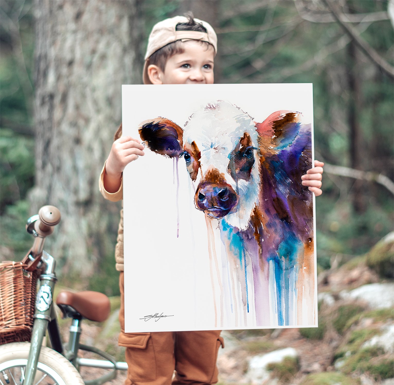 What Collectors Say 34 Cow watercolor painting print