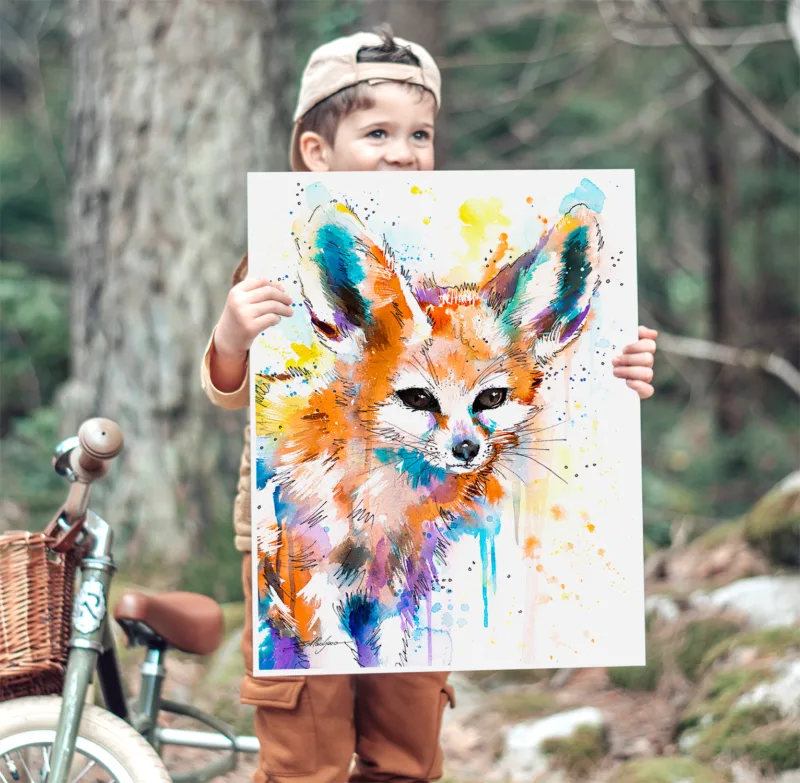 Fennec fox watercolor painting, limited edition art print by Slaveika Aladjova, view 4