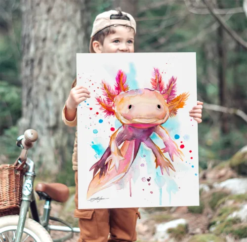Axolotl watercolor painting print by Slaveika Aladjova Axolotl watercolor painting, limited edition art print by Slaveika Aladjova