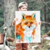 Sitting red fox watercolor painting, limited edition art print by Slaveika Aladjova, view 3