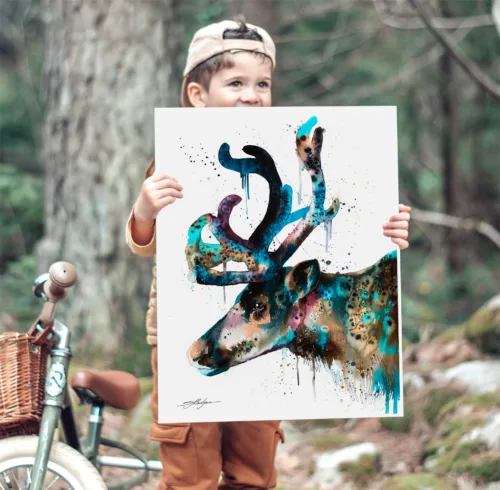Reindeer Reindeer watercolor painting, limited edition art print by Slaveika Aladjova