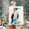 Blue-footed booby watercolor painting, limited edition art print by Slaveika Aladjova