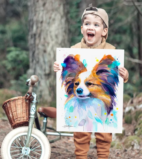 Papillon watercolor painting, limited edition art print by Slaveika Aladjova