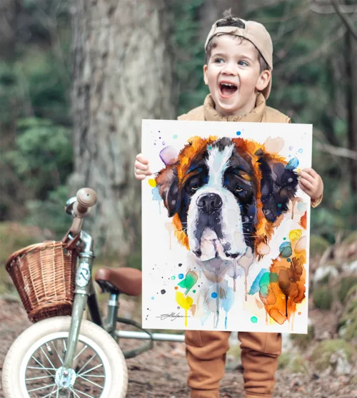 Saint Bernard watercolor painting, limited edition art print by Slaveika Aladjova