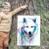 Arctic wolf watercolor painting, limited edition art print by Slaveika Aladjova, view 2